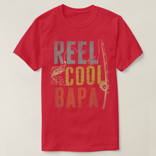 Mannen Retro Reel Cool Bapa Vist vaders T-shirt (Design voorkant)