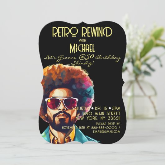 Mannen Retro Rewind 50ste Verjaardagsfeestje Party Kaart (Staand voorkant)