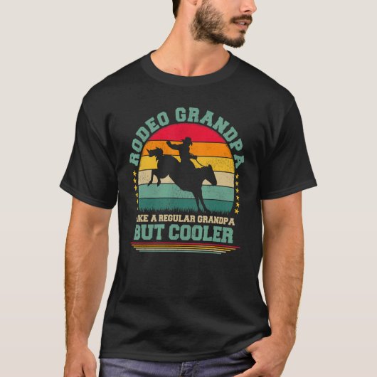 Mannen Retro Rodeo Grandpa Vaderdag T-shirt (Voorkant)