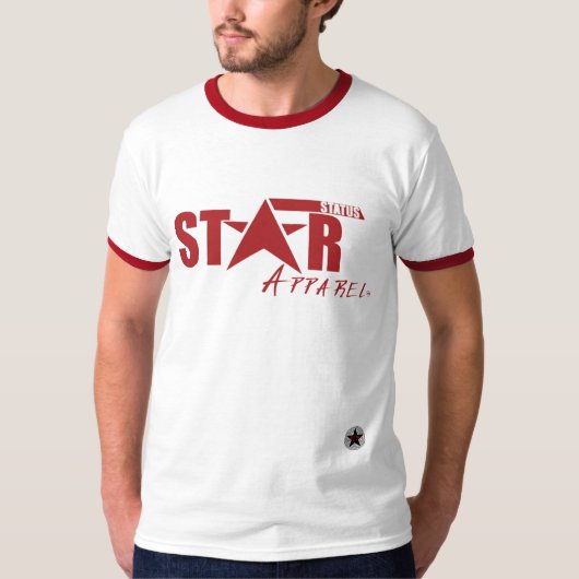 Mannen Retro Star Status Apparel Ringer T-Shirt (Voorkant)