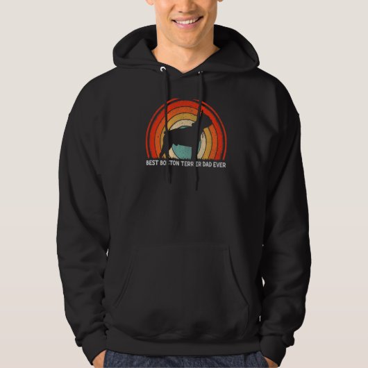 Mannen Retro Style Best Boston Terrier Dad E Hoodie (Voorkant)
