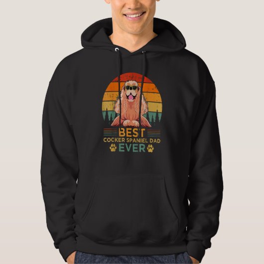 Mannen Retro Style Best Cocker Spaniel Pap Ooit Fa Hoodie (Voorkant)
