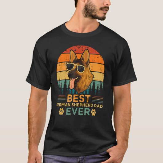 Mannen Retro Style Best German Shepherd Pap Ever F T-shirt (Voorkant)