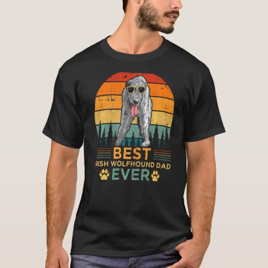 Mannen Retro Style Best Irish Wolfhound Dad Ever F T-shirt (Voorkant)