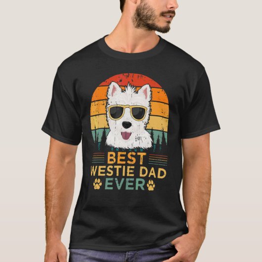 Mannen Retro Style Best Westie Dad ever Vaderdag T-shirt (Voorkant)