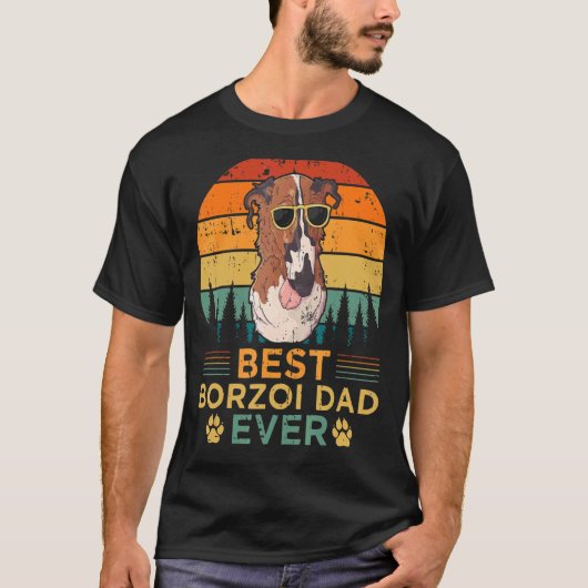 Mannen Retro Style Beste Borzoi Pap Ooit Vaderdag T-shirt (Voorkant)
