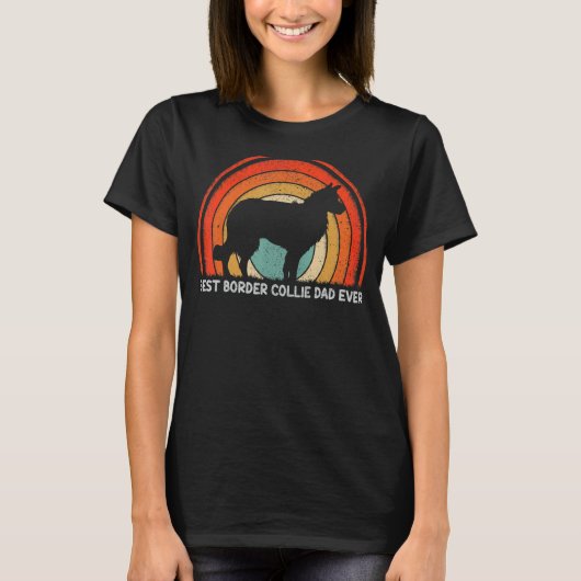 Mannen Retro Style Beste rand Collie Pap evv T-shirt (Voorkant)
