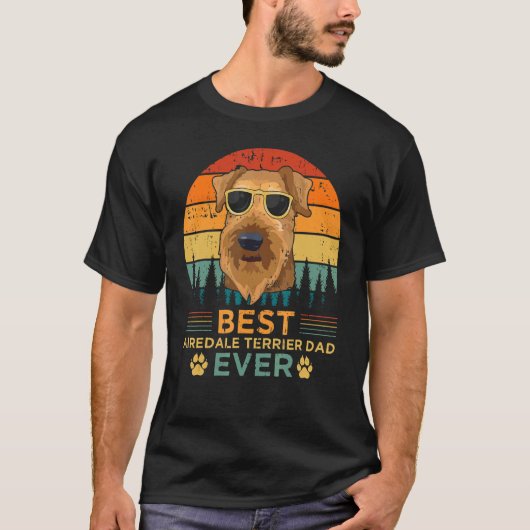 Mannen Retro Sunset Best Airedale Terrier Da T-shirt (Voorkant)