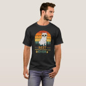 Mannen Retro Sunset Best American Eskimo Dad T-shirt (Voorkant volledig)