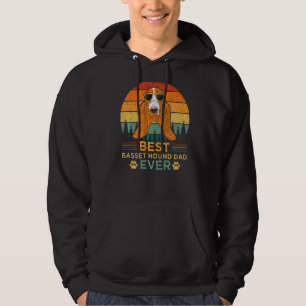 Mannen Retro Sunset Best Basset Hound Dad Fa Hoodie