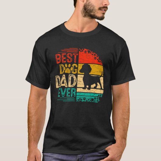 Mannen Retro  Sunset Best Dachshund Dog Dad E T-shirt (Voorkant)