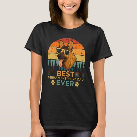 Mannen Retro Sunset Best German Shepherd Dad T-shirt (Voorkant)