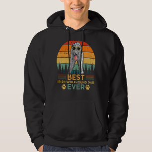 Mannen Retro  Sunset Best Irish Wolfhound Dad Hoodie