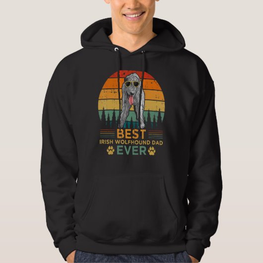 Mannen Retro Sunset Best Irish Wolfhound Dad Hoodie (Voorkant)