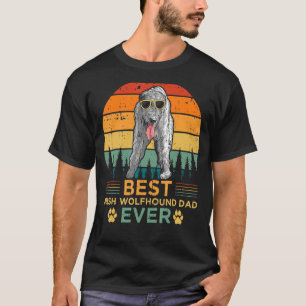 Mannen Retro  Sunset Best Irish Wolfhound Dad T-shirt