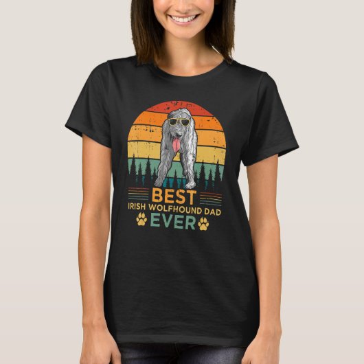 Mannen Retro Sunset Best Irish Wolfhound Dad T-shirt (Voorkant)