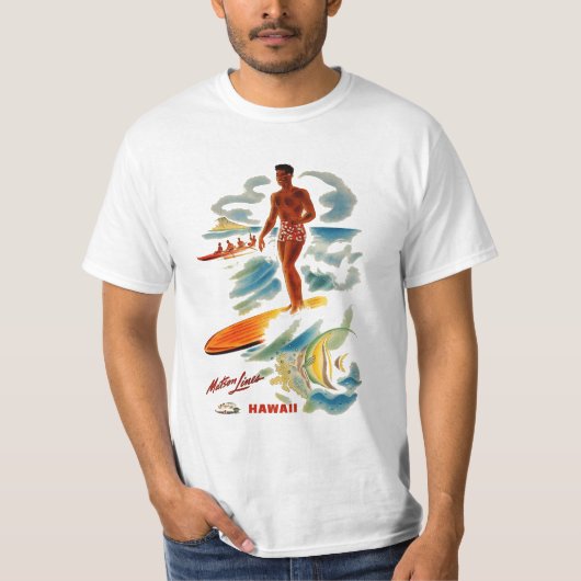 Mannen Retro  Surf T-shirt Hawaii Hawaiian Ad (Voorkant)