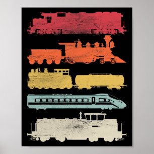 Mannen Retro Treinen Liefhebbers Railroad Train C Poster