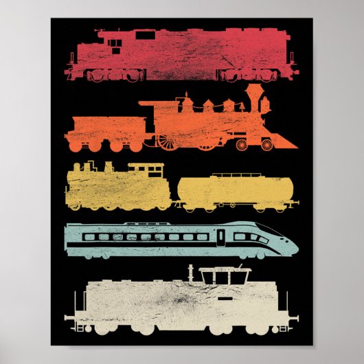 Mannen Retro Treinen Liefhebbers Railroad Train C Poster (Voorkant)