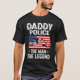 Mannen Retro US Flag Vaderdag Papa Politie De L T-shirt