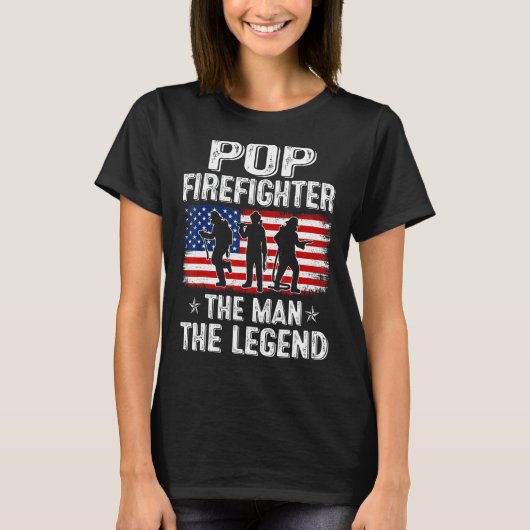 Mannen Retro US Flag Vaderdag Pop Brandweerman Th T-shirt (Voorkant)