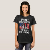 Mannen Retro US Flag Vaderdag Pop Brandweerman Th T-shirt (Voorkant volledig)