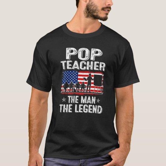 Mannen Retro US Flag Vaderdag Pop Leraar De Le T-shirt (Voorkant)