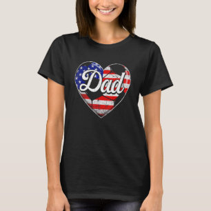 Mannen Retro USA Vlag Hart Voetbal Papa Vaderdag T-shirt