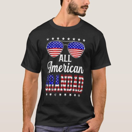 Mannen Retro Vaderdag Al American Grandad ons Fl T-shirt (Voorkant)