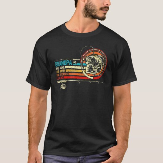 Mannen Retro Vist opa Vaderdag T-shirt (Voorkant)
