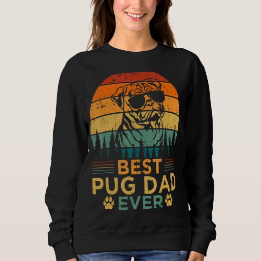 Mannen Retrostijl Best Pug Pap Ooster Vader Trui (Voorkant)