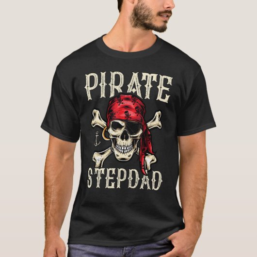 Mannen Retrostijl Skeleton Pirate Stepdad Fat T-shirt (Voorkant)