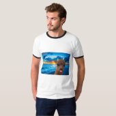 mannen Ringer t-shirt Alpaca op het strand (Voorkant volledig)
