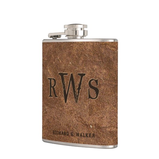 Mannen Robuust monogram Faux Leather Buffalo Brown Heupfles (Links)