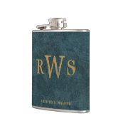 Mannen Robuust Western monogram Faux lederen blauw Heupfles (Links)