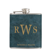 Mannen Robuust Western monogram Faux lederen blauw Heupfles (Voorkant)