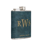 Mannen Robuust Western monogram Faux lederen blauw Heupfles (Rechts)