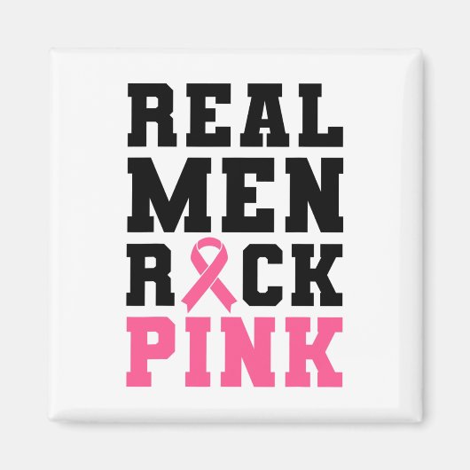 Mannen Rock Roze Borstkanker Bewustzijn Magneet (Voorkant)