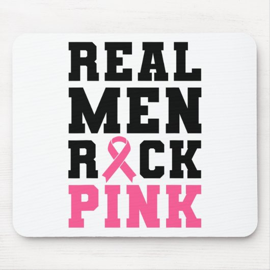 Mannen Rock Roze Borstkanker Bewustzijn Muismat (Voorkant)