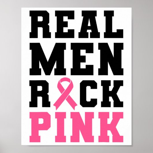 Mannen Rock Roze Borstkanker Bewustzijn Poster (Voorkant)