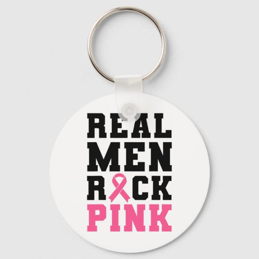 Mannen Rock Roze Borstkanker Bewustzijn Sleutelhanger (Voorkant)