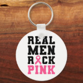 Mannen Rock Roze Borstkanker Bewustzijn Sleutelhanger (Voorkant)