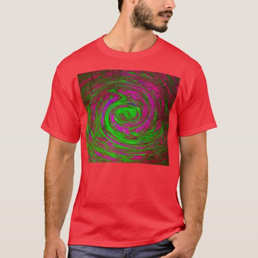 Mannen rode Abstracte kunstwervel T-shirt (Voorkant)