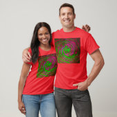 Mannen rode Abstracte kunstwervel T-shirt (Unisex)