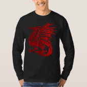 Mannen rode felle draak met spiked vleugels en man t-shirt (Voorkant)