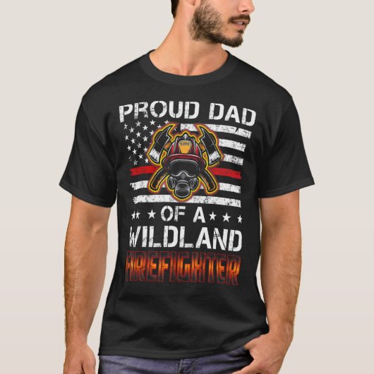 Mannen rode lijn Vlag Proud Vader van een wilde Fi T-shirt (Voorkant)