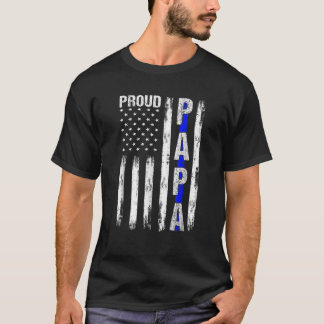 Mannen rode Papa Amerikaanse vlag met blauw lijnbe T-shirt