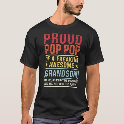 Mannen rode Pop Pop van een kleinzoon Pop Pop Gran T-shirt (Voorkant)
