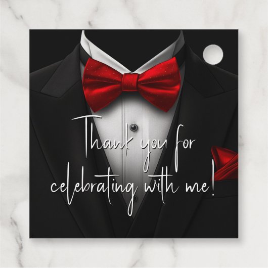 Mannen rode zwarte verjaardagsfeestje bedankjes labels (Achterkant)