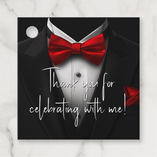 Mannen rode zwarte verjaardagsfeestje bedankjes labels (Voorkant)